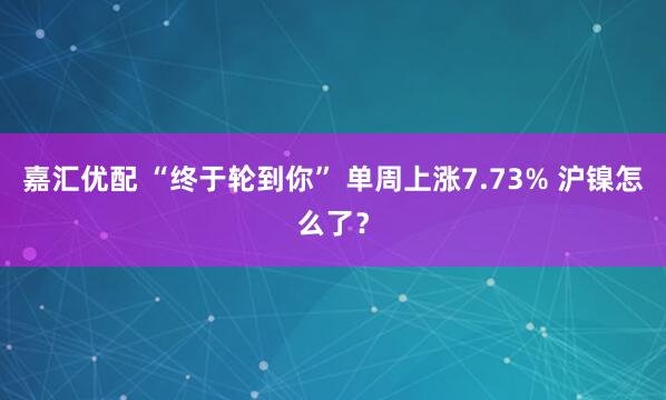 嘉汇优配 “终于轮到你” 单周上涨7.73% 沪镍怎么了？